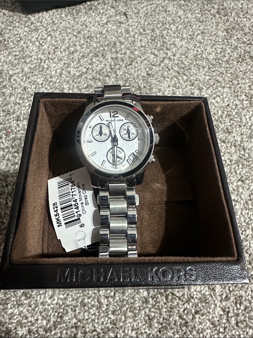 Michael Kors Silver Stainless Steel Chronograph Watch with Link Bracelet - Picture 2 of 3